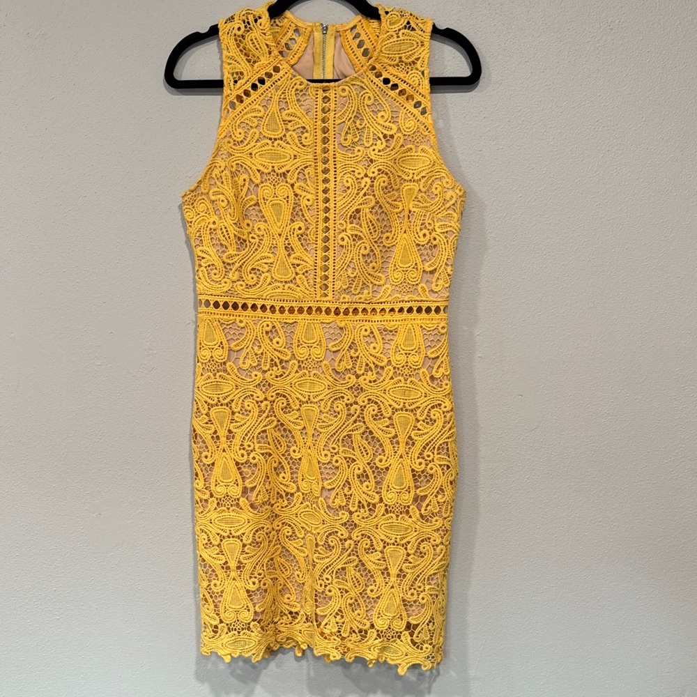 Lulu's Sunny Yellow Lace Mini Dress